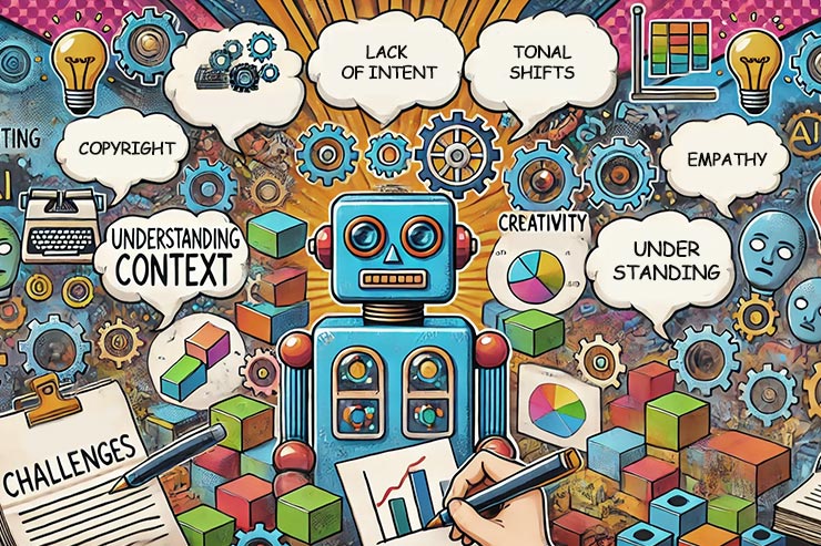 Visual representation of AI writing challenges