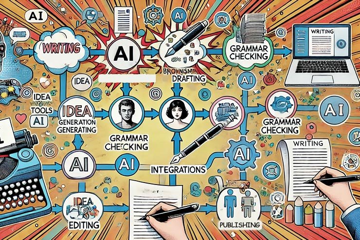 Flowchart of the writing process with AI integration