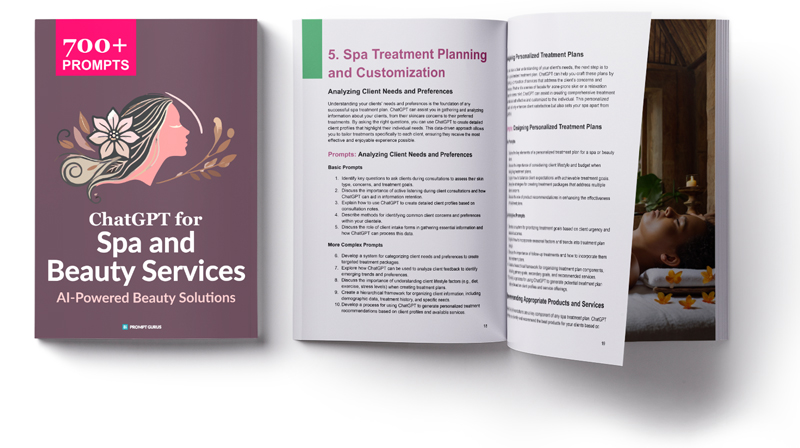 ChatGPT for Spa and Beauty ebook example pages