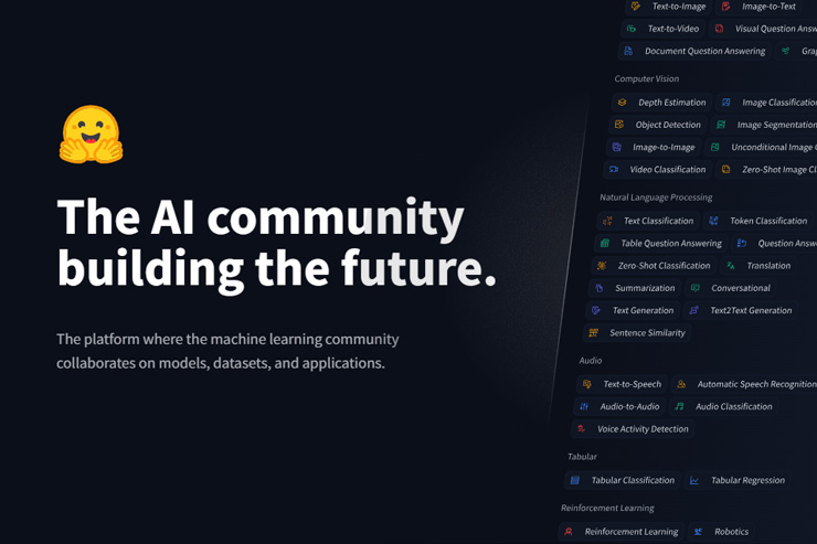 Screenshots of  Hugging Face platform