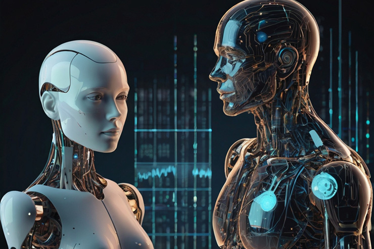 Human and AI working together on a complex task