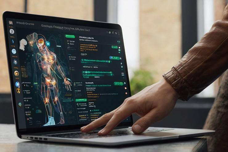 a person tapping in ai prompts on a laptop