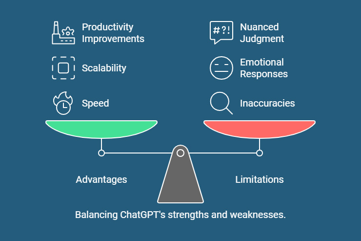 graphic showing Advantages and Limitations of ChatGPTAdvantages and Limitations of ChatGPT