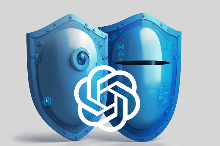 Privacy and data security shield surrounding ChatGPT interactions.