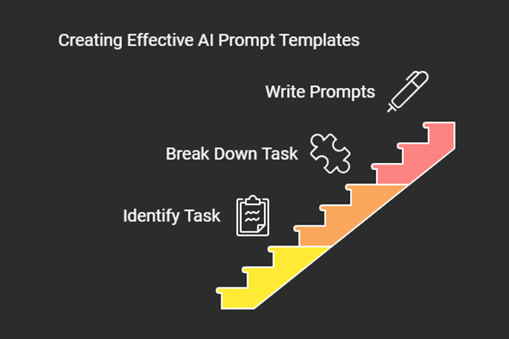 An AI template creation process with clear steps on a computer screen.
