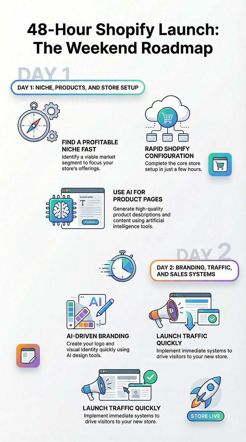 Infographic - 48 hour Shopify Launch the weekend roadmap