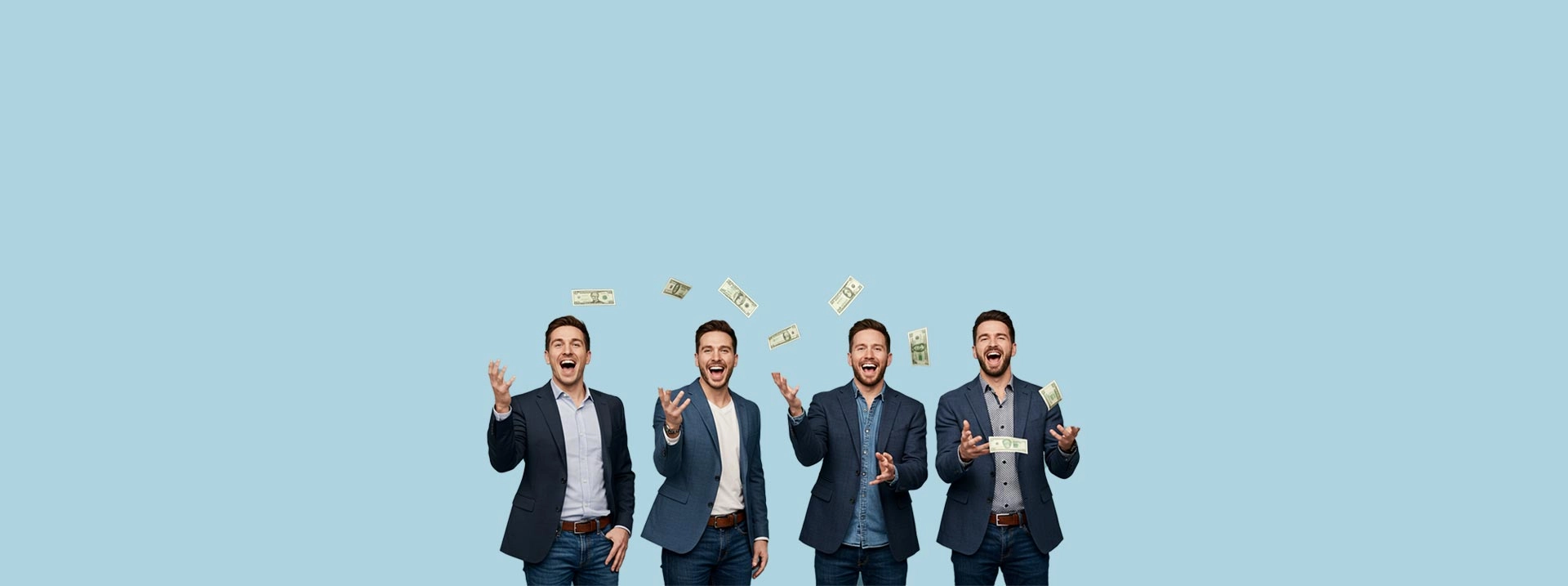 Making Money with AI 4 business men counting money