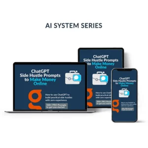 ChatGPT Side Hustle Prompts to Make Money PDF shown on laptop, tablet and mobile device