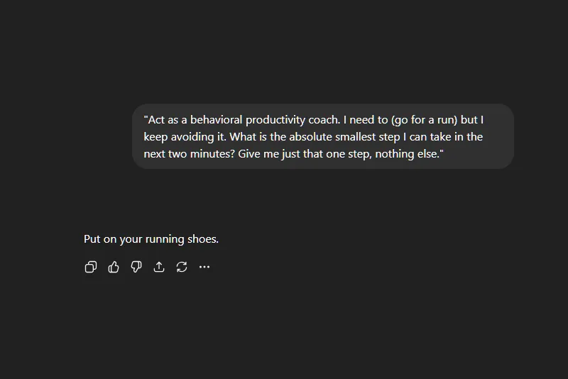 a scrrenshot of the example outout for rge smallest step prompt